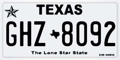 TX license plate GHZ8092