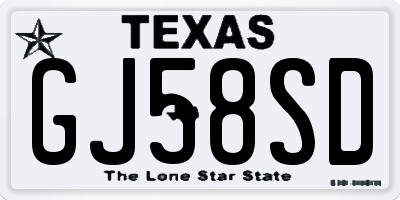 TX license plate GJ58SD