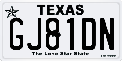 TX license plate GJ81DN