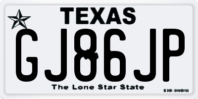 TX license plate GJ86JP