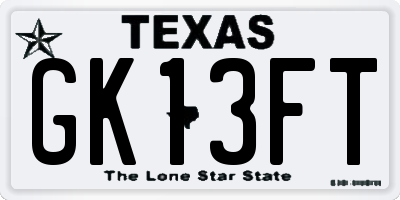 TX license plate GK13FT