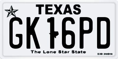 TX license plate GK16PD