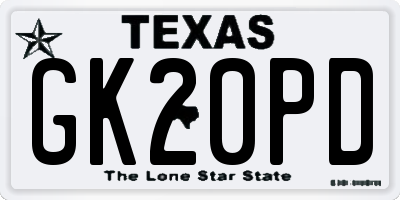 TX license plate GK20PD