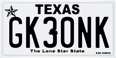 TX license plate GK30NK