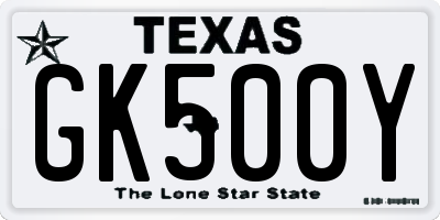 TX license plate GK500Y