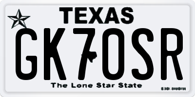 TX license plate GK70SR