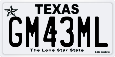 TX license plate GM43ML