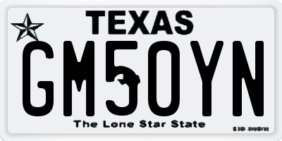 TX license plate GM50YN