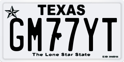 TX license plate GM77YT