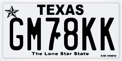 TX license plate GM78KK