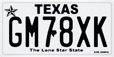 TX license plate GM78XK