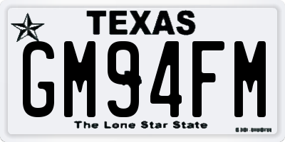 TX license plate GM94FM