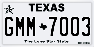 TX license plate GMM7003