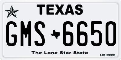 TX license plate GMS6650