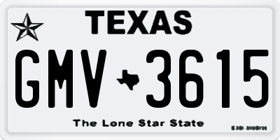 TX license plate GMV3615