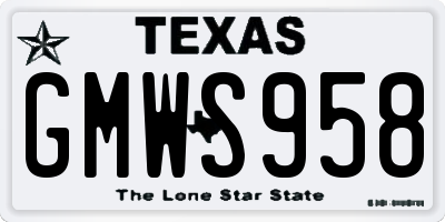 TX license plate GMWS958