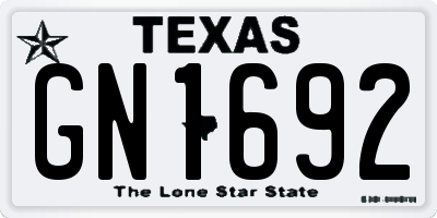 TX license plate GN1692