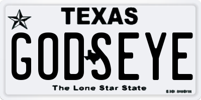 TX license plate GODSEYE