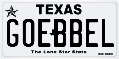 TX license plate GOEBBEL