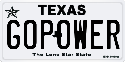 TX license plate GOPOWER