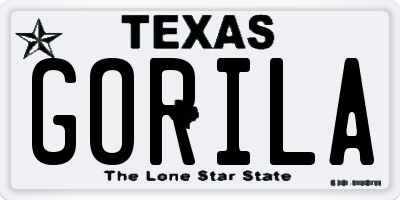 TX license plate GORILA