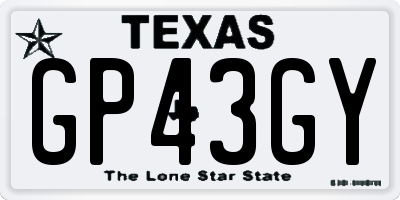 TX license plate GP43GY