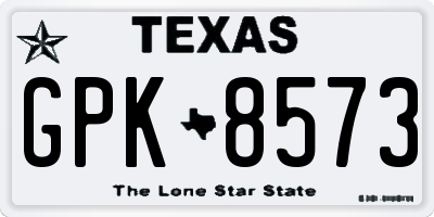 TX license plate GPK8573