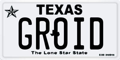 TX license plate GR0ID