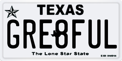 TX license plate GRE8FUL