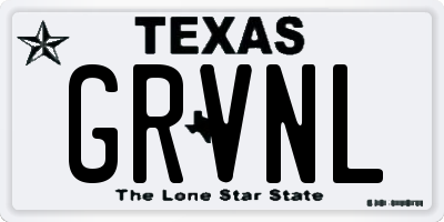 TX license plate GRVNL