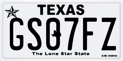 TX license plate GS07FZ