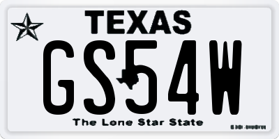 TX license plate GS54W