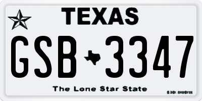 TX license plate GSB3347