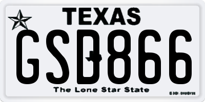 TX license plate GSD866