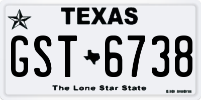 TX license plate GST6738