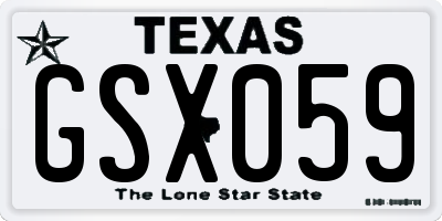 TX license plate GSX059