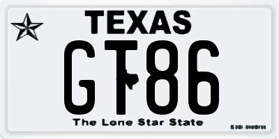 TX license plate GT86