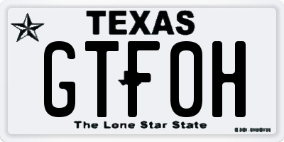 TX license plate GTF0H