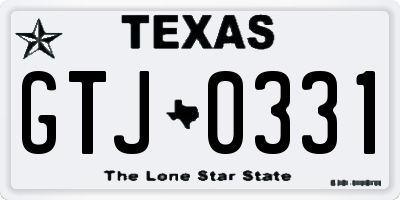 TX license plate GTJ0331