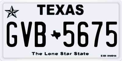 TX license plate GVB5675