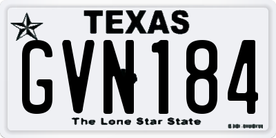 TX license plate GVN184