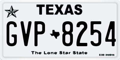 TX license plate GVP8254