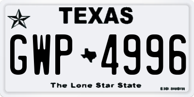 TX license plate GWP4996