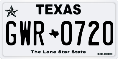 TX license plate GWR0720