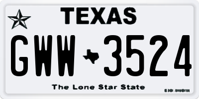 TX license plate GWW3524