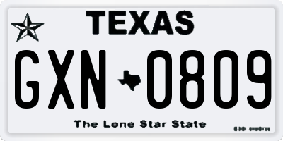 TX license plate GXN0809