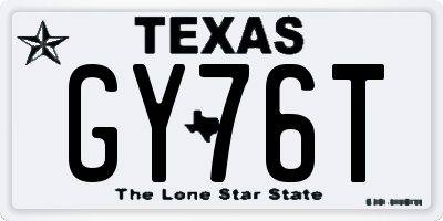 TX license plate GY76T