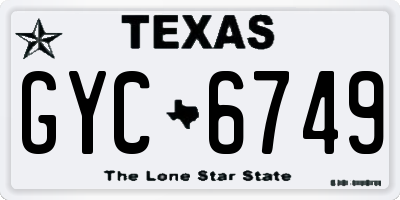 TX license plate GYC6749