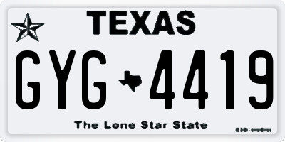 TX license plate GYG4419