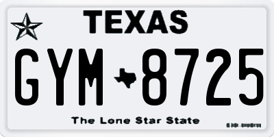 TX license plate GYM8725